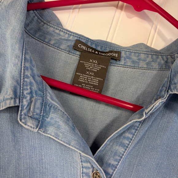 Chelsea & Theodore Blue Denim Ombre Button-Up Shirt XXL Lyocell - Picture 3 of 4